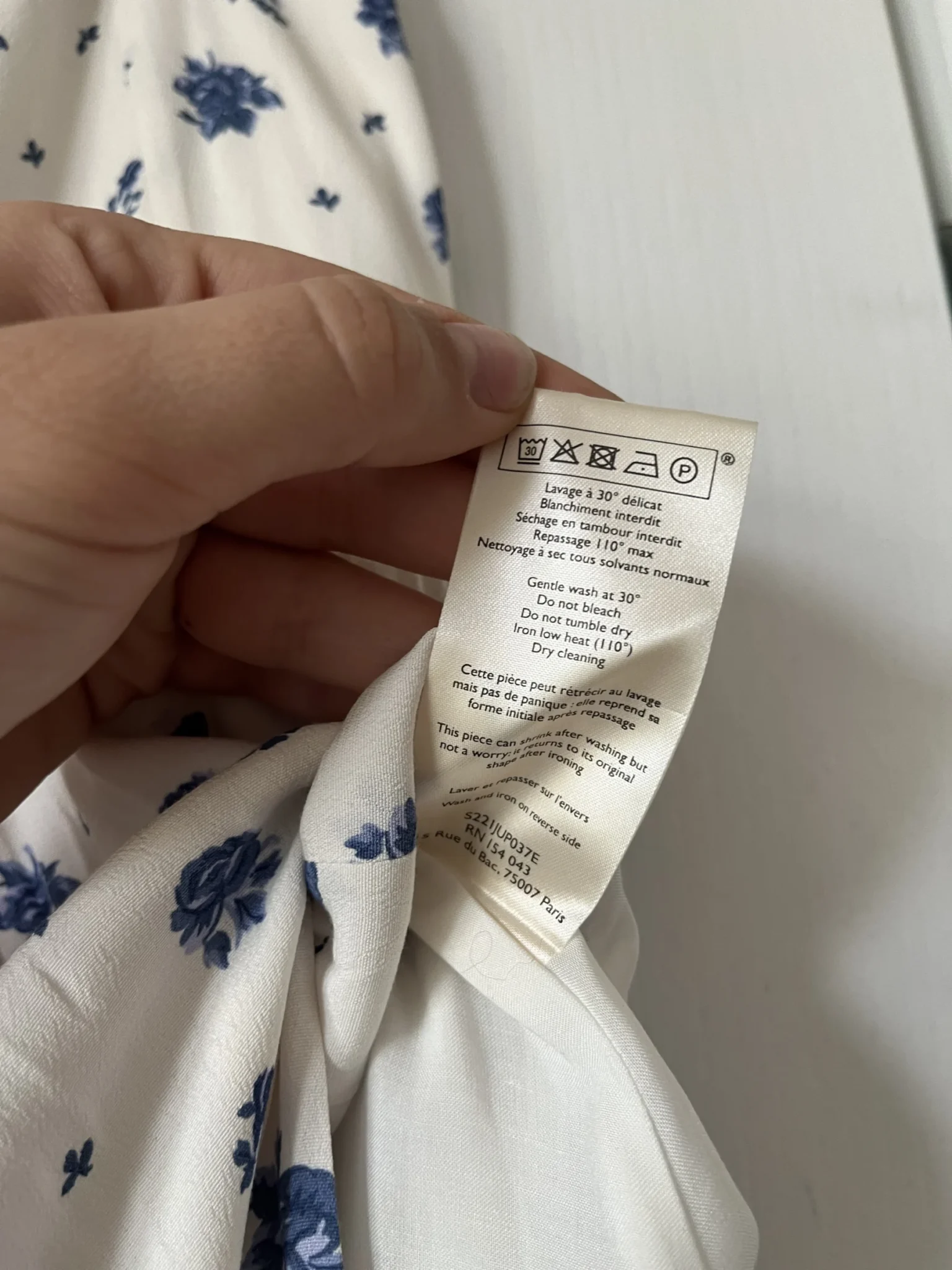 Image for Sézane long white skirt with blue floral pattern size 40