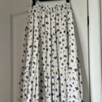Thumbnail for Sézane long white skirt with blue floral pattern size 40