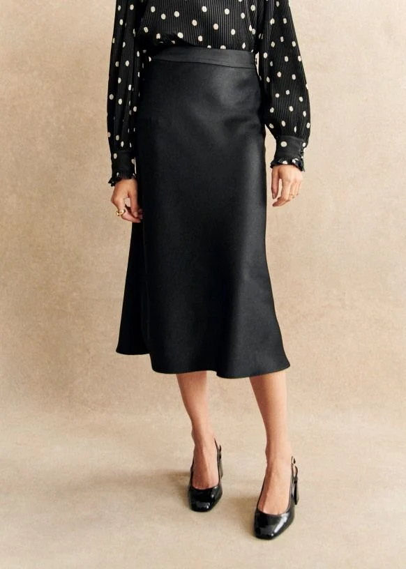 Image for Skirt Sézane model Sandy black satin size 38