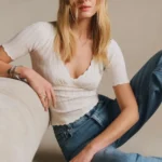 Featured thumbnail for Top maille Sézane modèle Chloé couleur écru en taille S