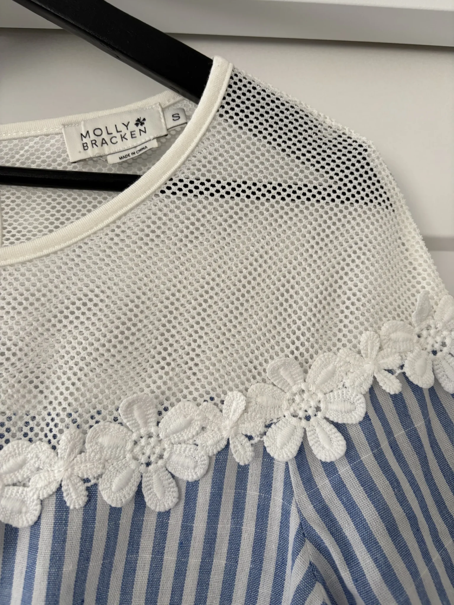 Image for T-shirt with floral crochet detail