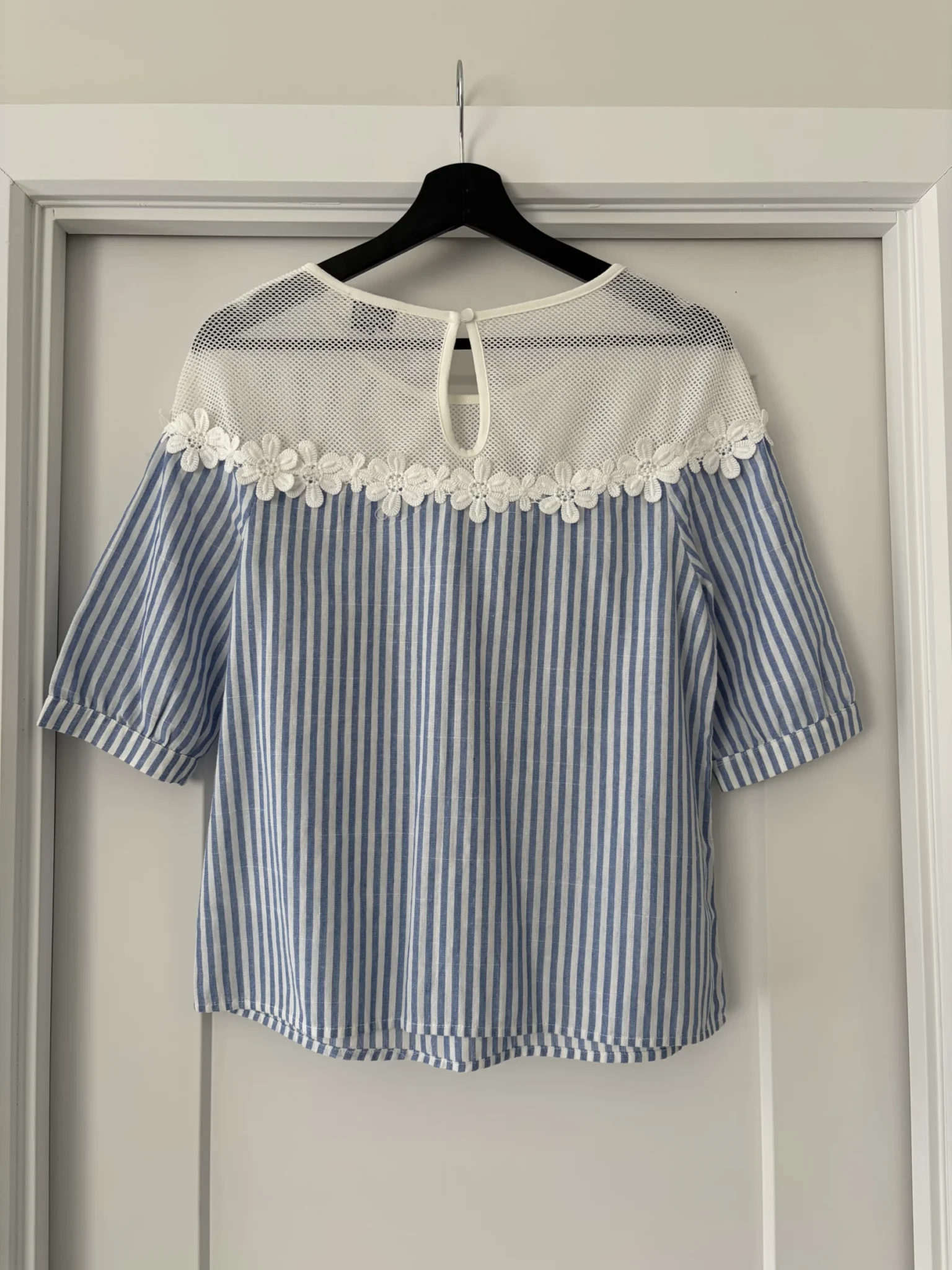 Image for T-shirt with floral crochet detail
