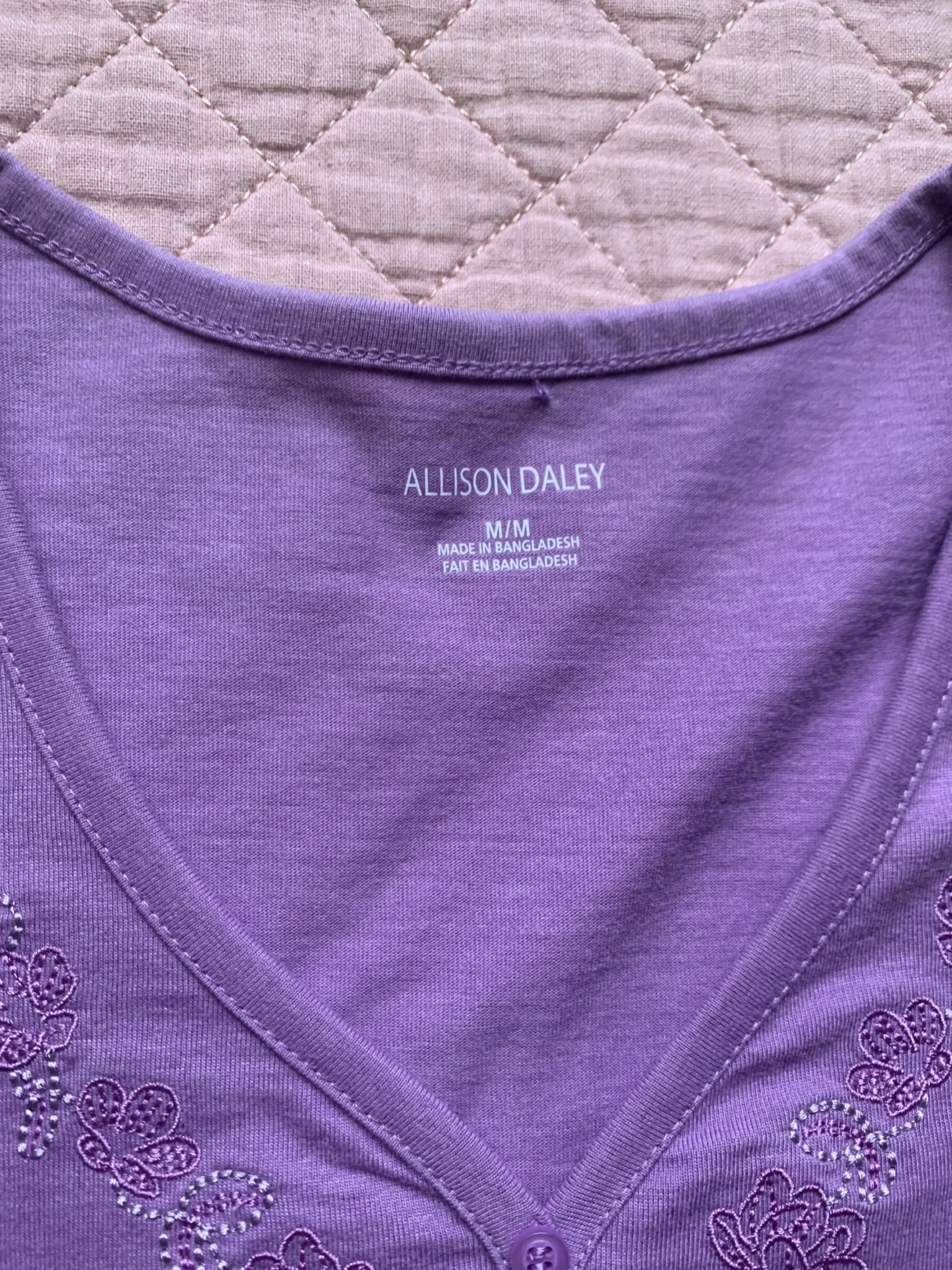Image for Allison Daley | Haut Henley brodé pour femme - Taille Médium
