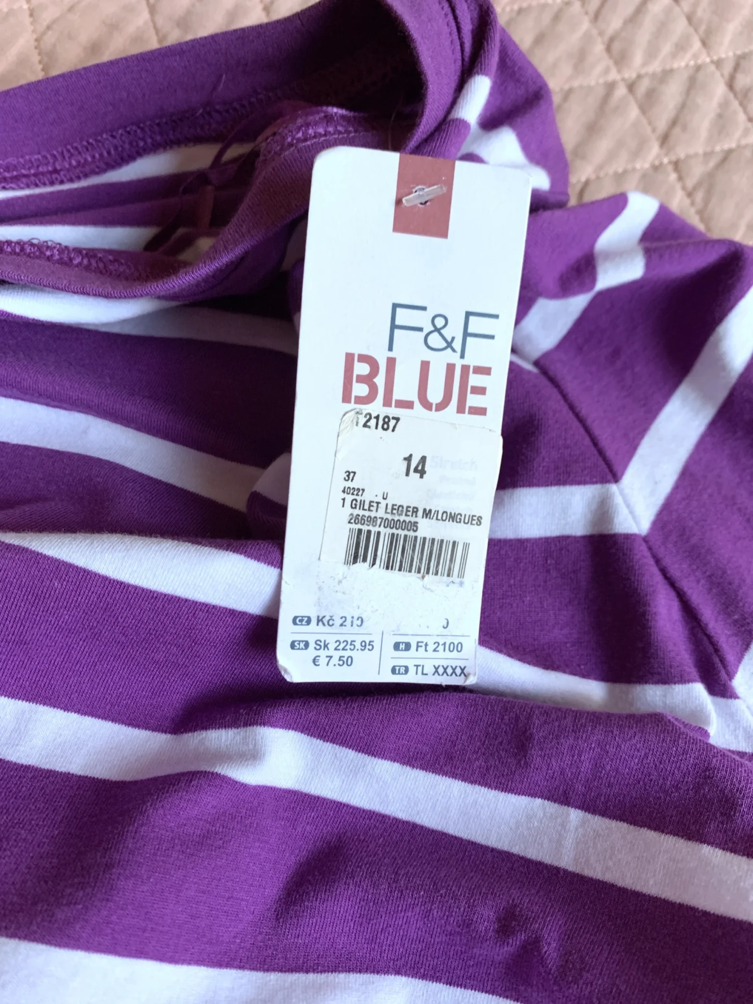 Image for F&F Blue - Haut à Rayures Violet et Blanc | F7F Blue - Taille 44