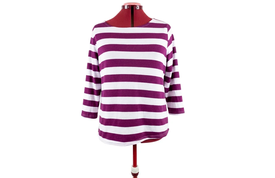 Featured image for Sahara Woman | Haut à Rayures Aubergine et Blanc - Taille 36