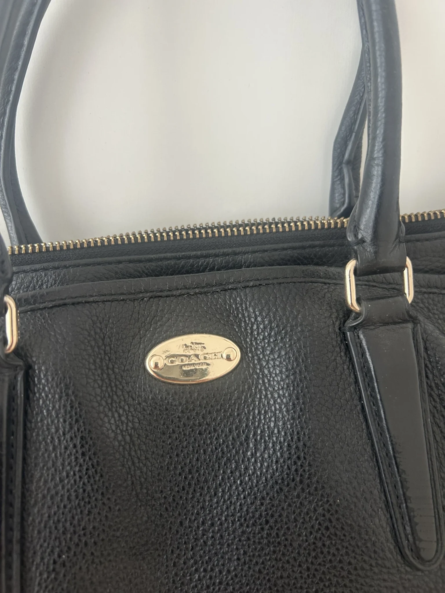 Image for Coach black leather handbag