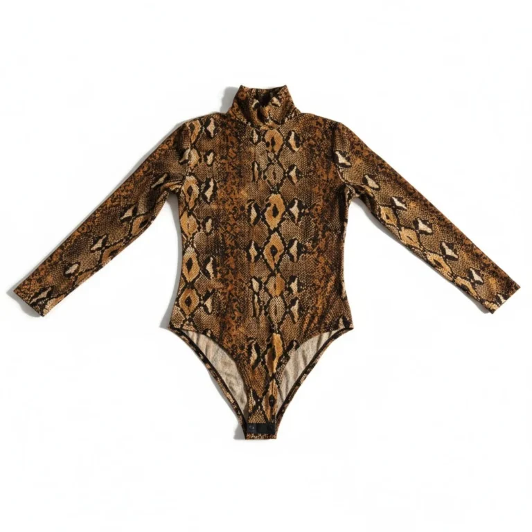Image for Bodysuit serpent imprimé long body à manches longues - Brown