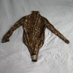 Thumbnail for Bodysuit serpent imprimé long body à manches longues - Brown