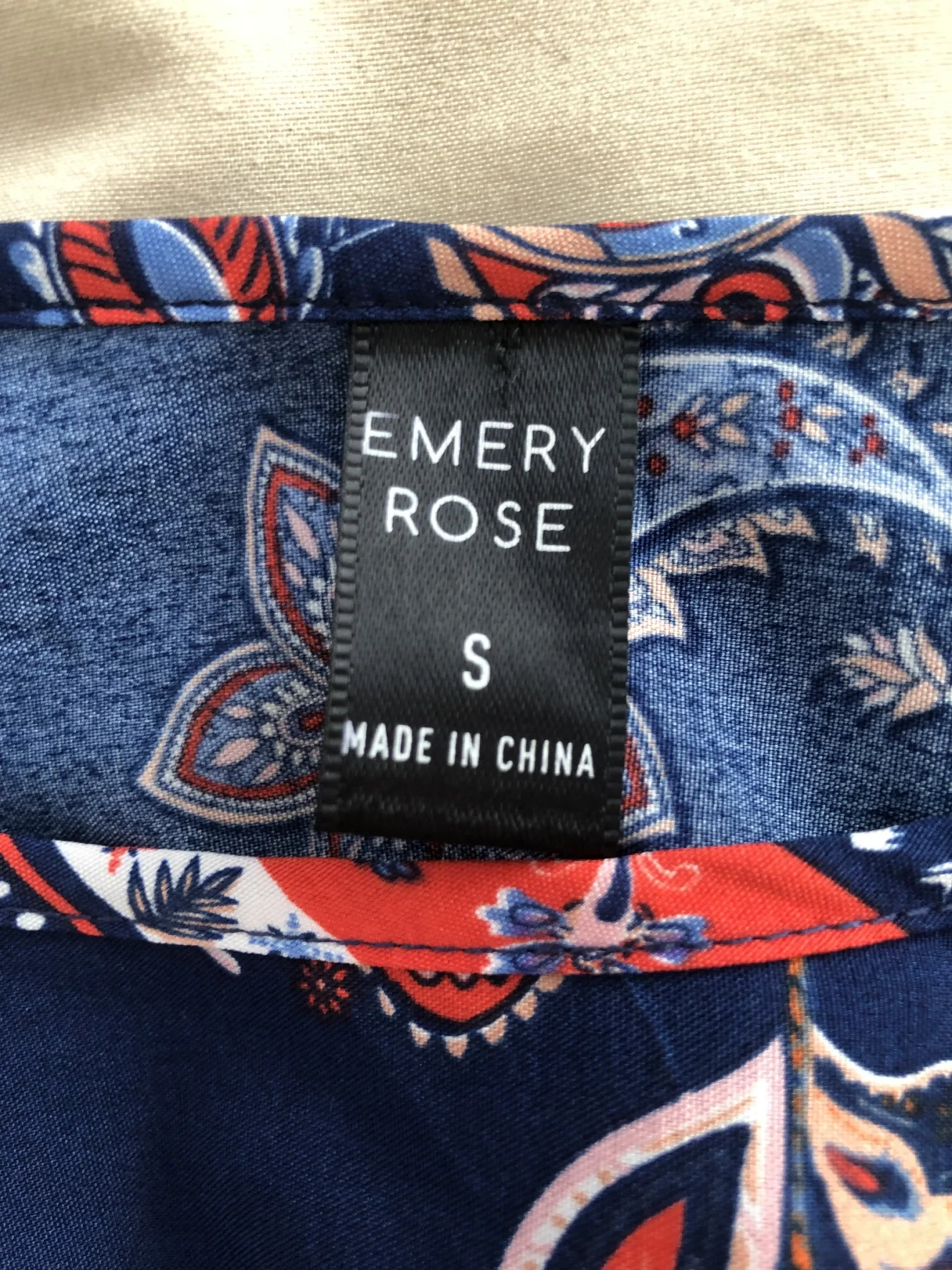 Image for Blouse Bleu foncé à motifs orange, blancs et bleu clair- Taille S