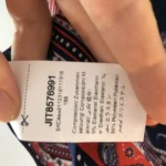 Thumbnail for Blouse Bleu foncé à motifs orange, blancs et bleu clair- Taille S