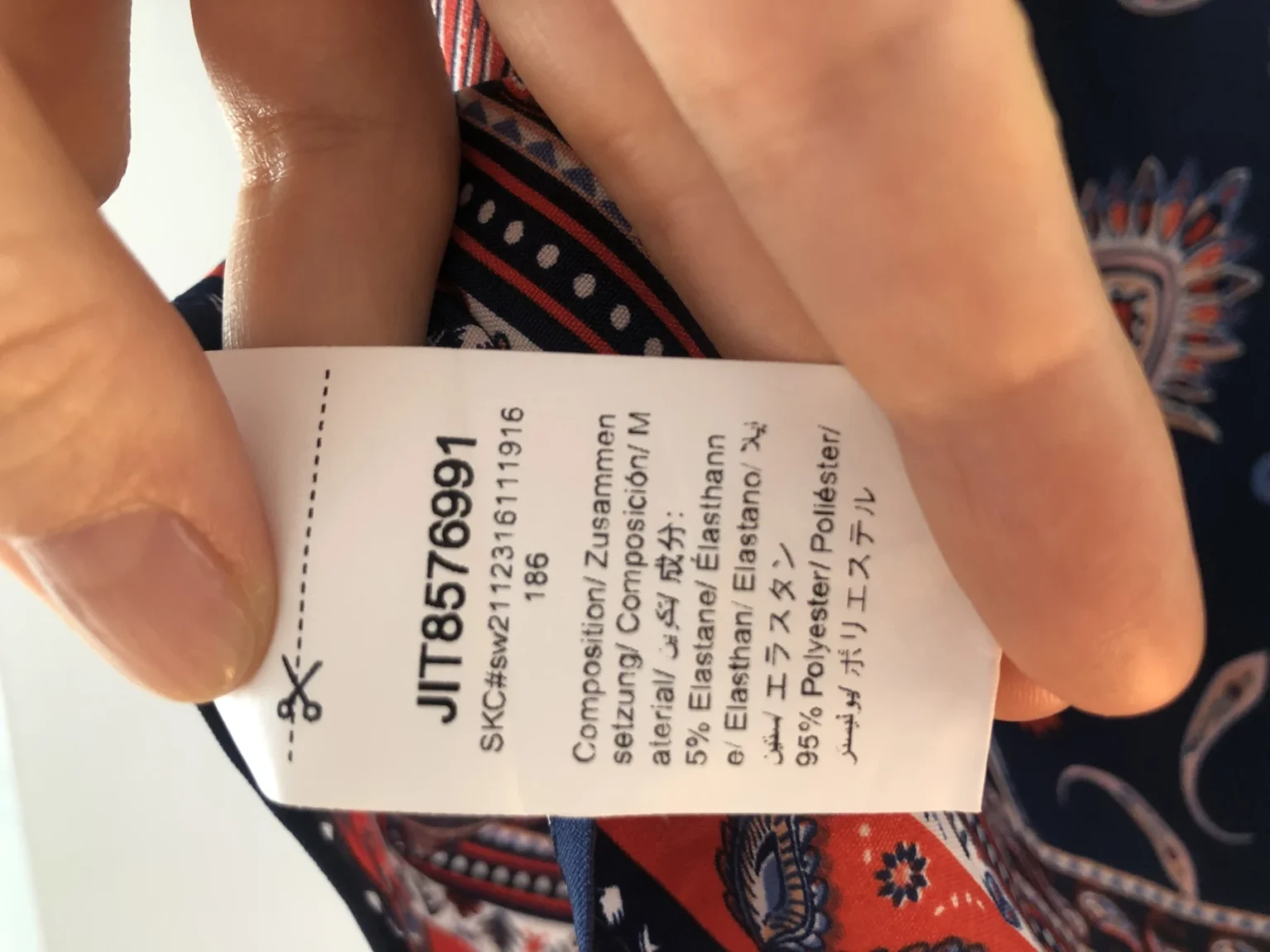 Image for Blouse Bleu foncé à motifs orange, blancs et bleu clair- Taille S