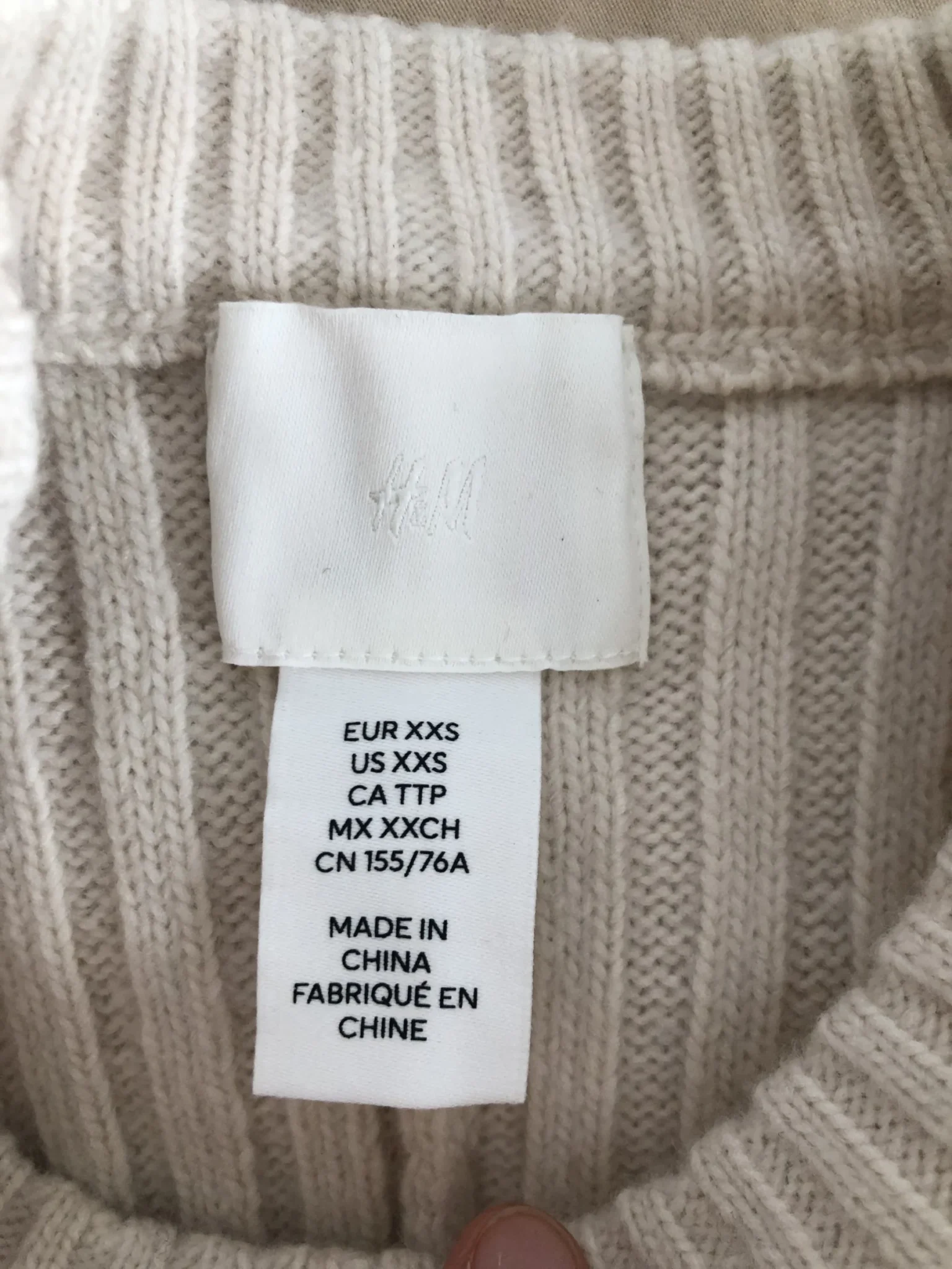 Image for Robe en maille blanc crème - Taille XXS - H&M