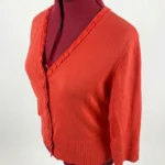 Thumbnail for JESSICA - Cardigan à Boutons Rouge-orangé  | Taille Petite G / L (16P)