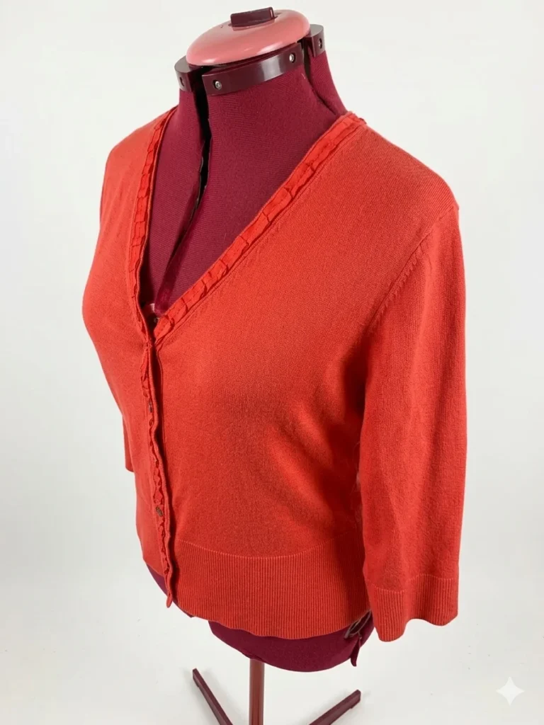 Image for JESSICA - Cardigan à Boutons Rouge-orangé  | Taille Petite G / L (16P)
