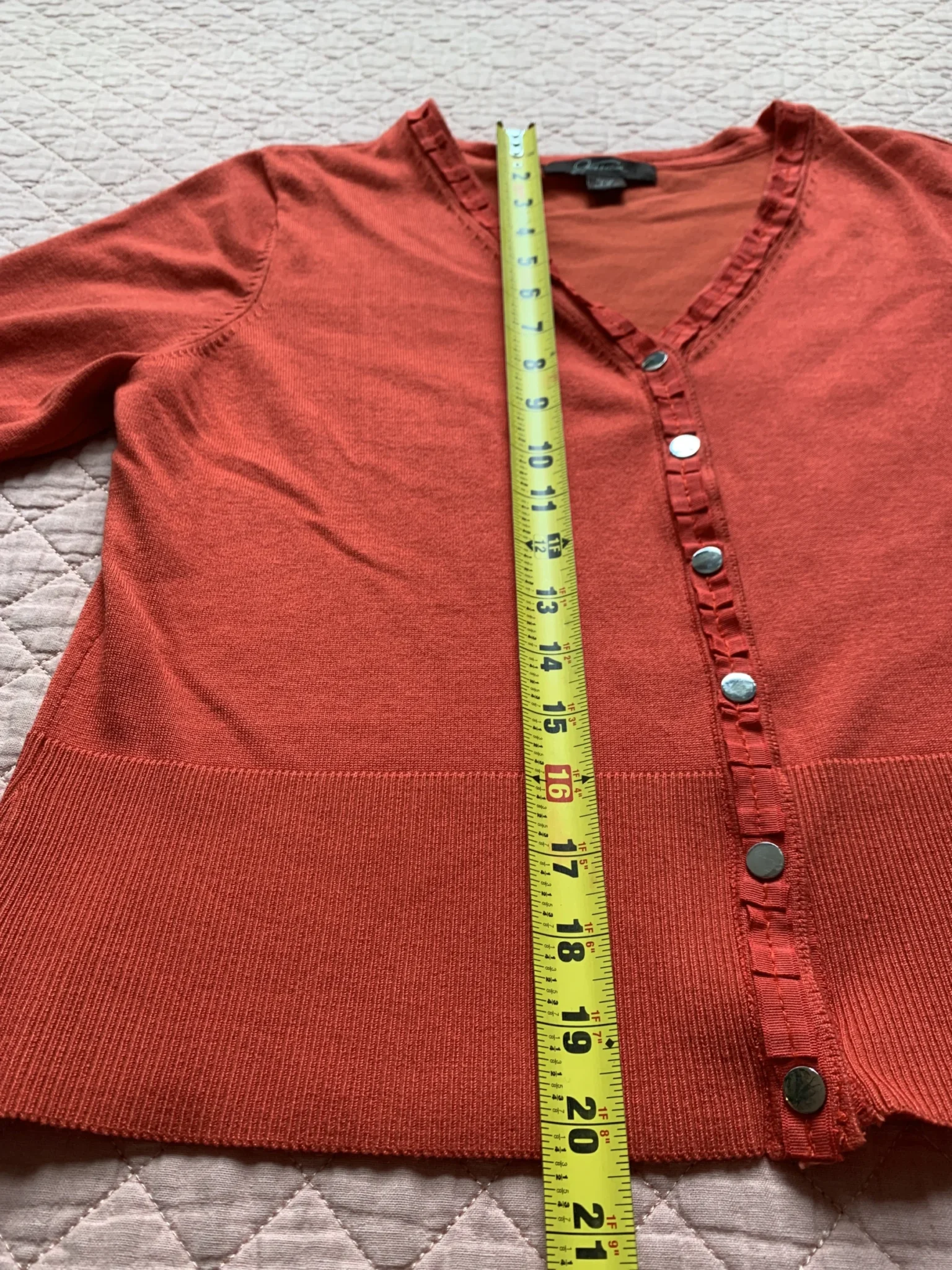 Image for JESSICA - Cardigan à Boutons Rouge-orangé  | Taille Petite G / L (16P)