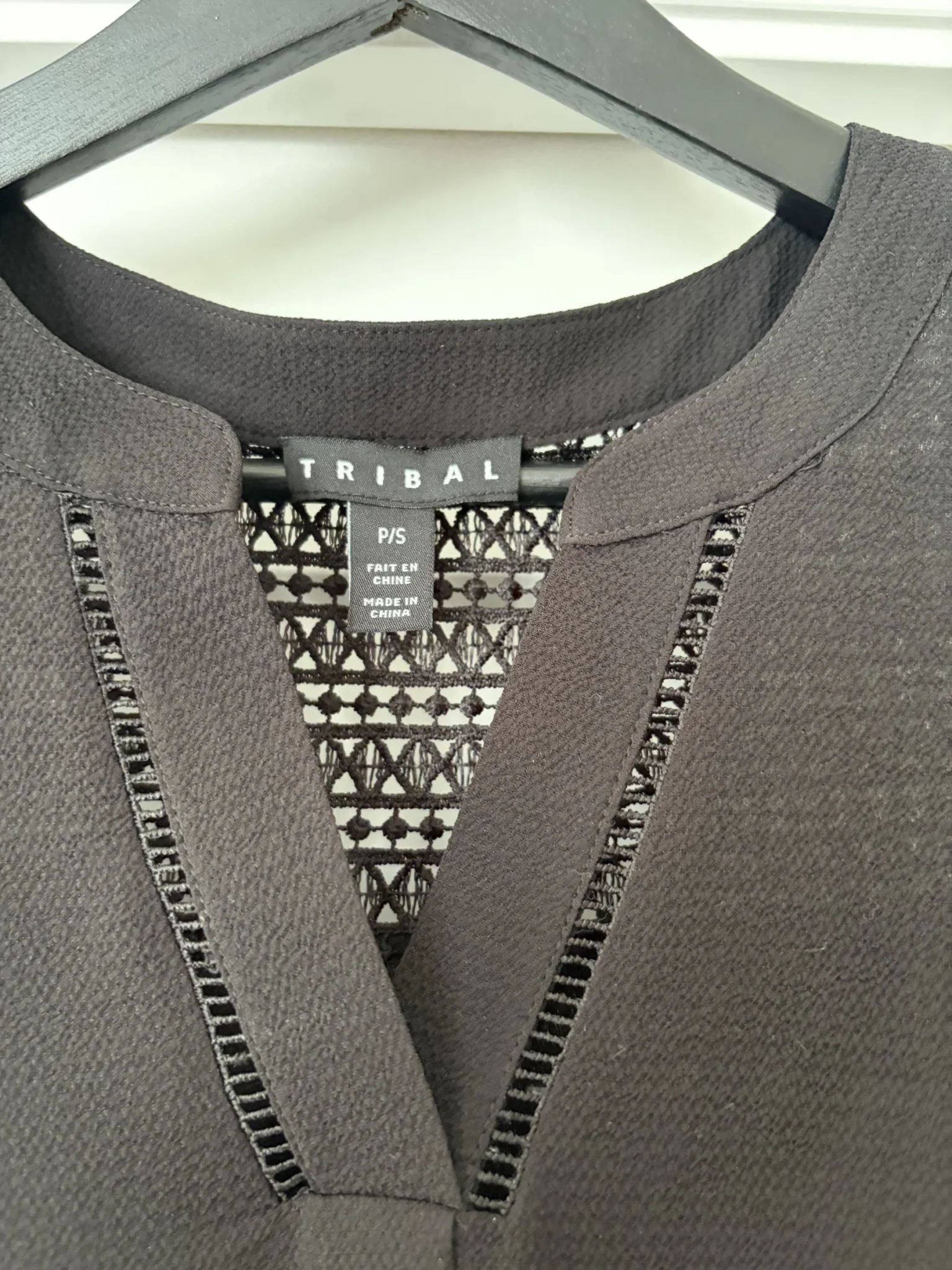Image for Black camisole with crochet details TRIBAL