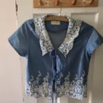 Featured thumbnail for Denim boho drawstring blouse