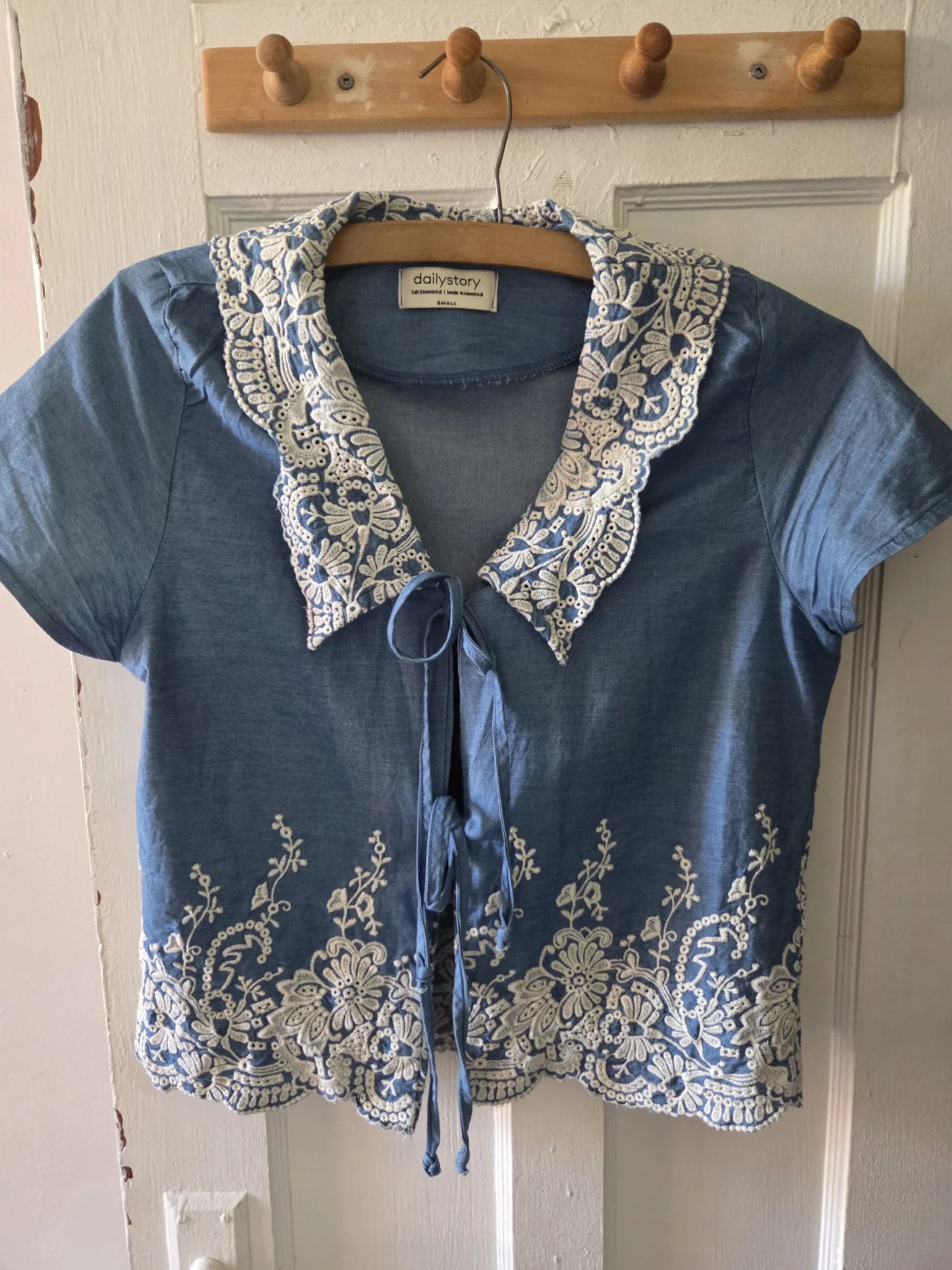 Image for Denim boho drawstring blouse