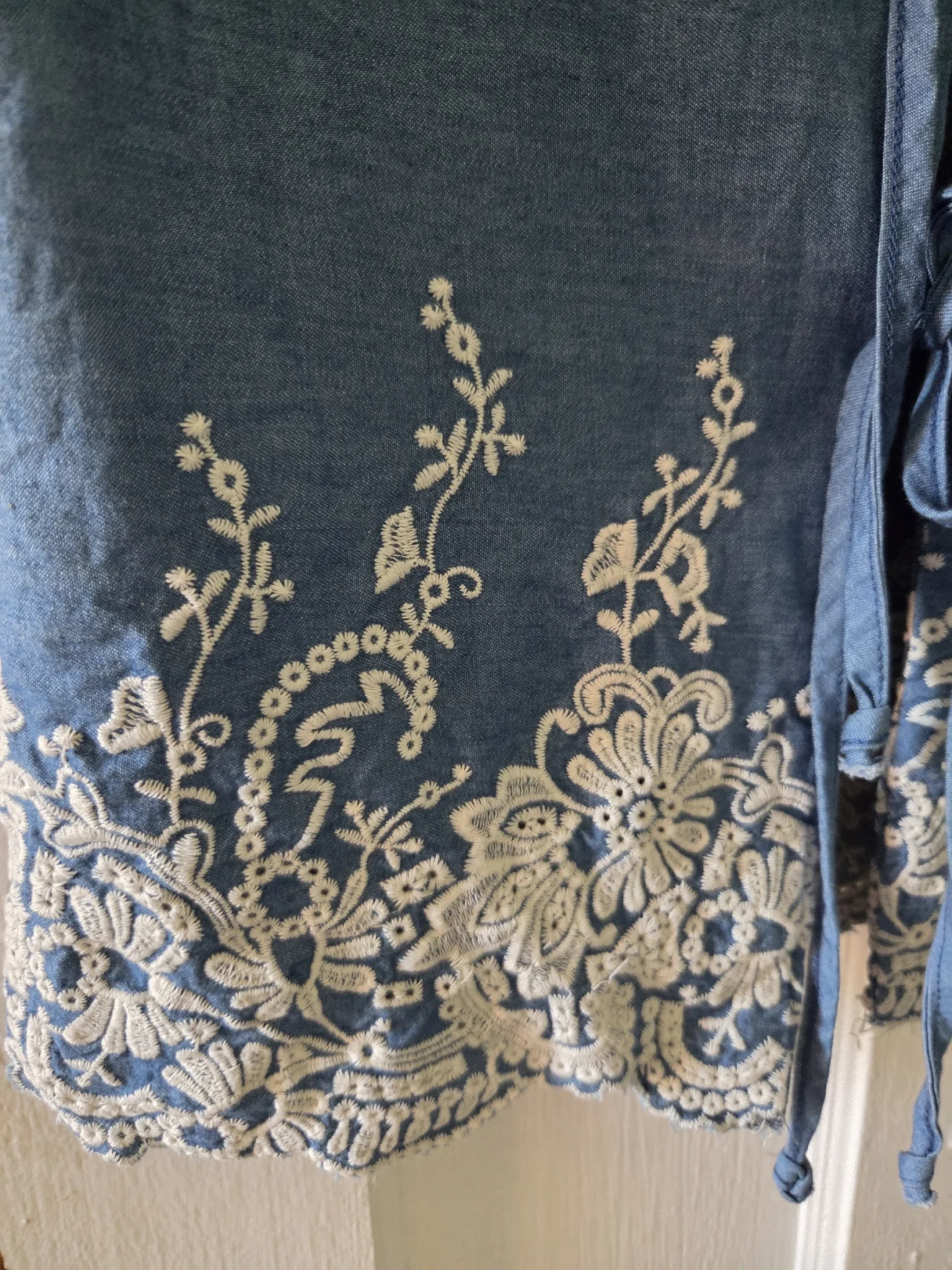 Image for Denim boho drawstring blouse