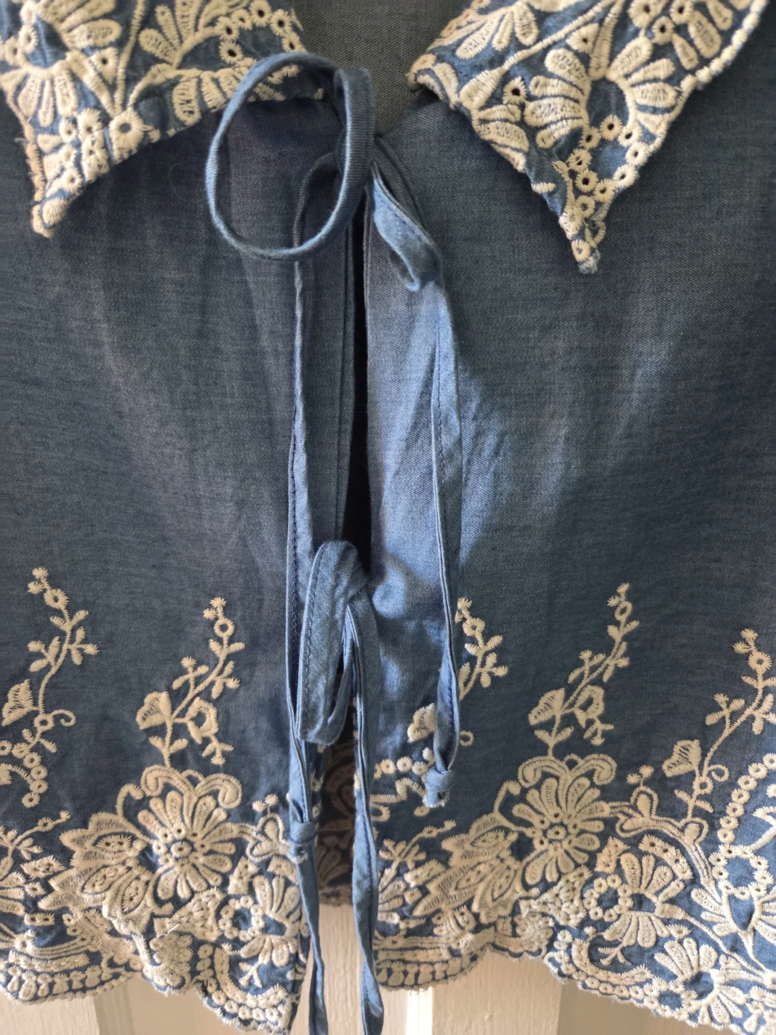 Image for Denim boho drawstring blouse