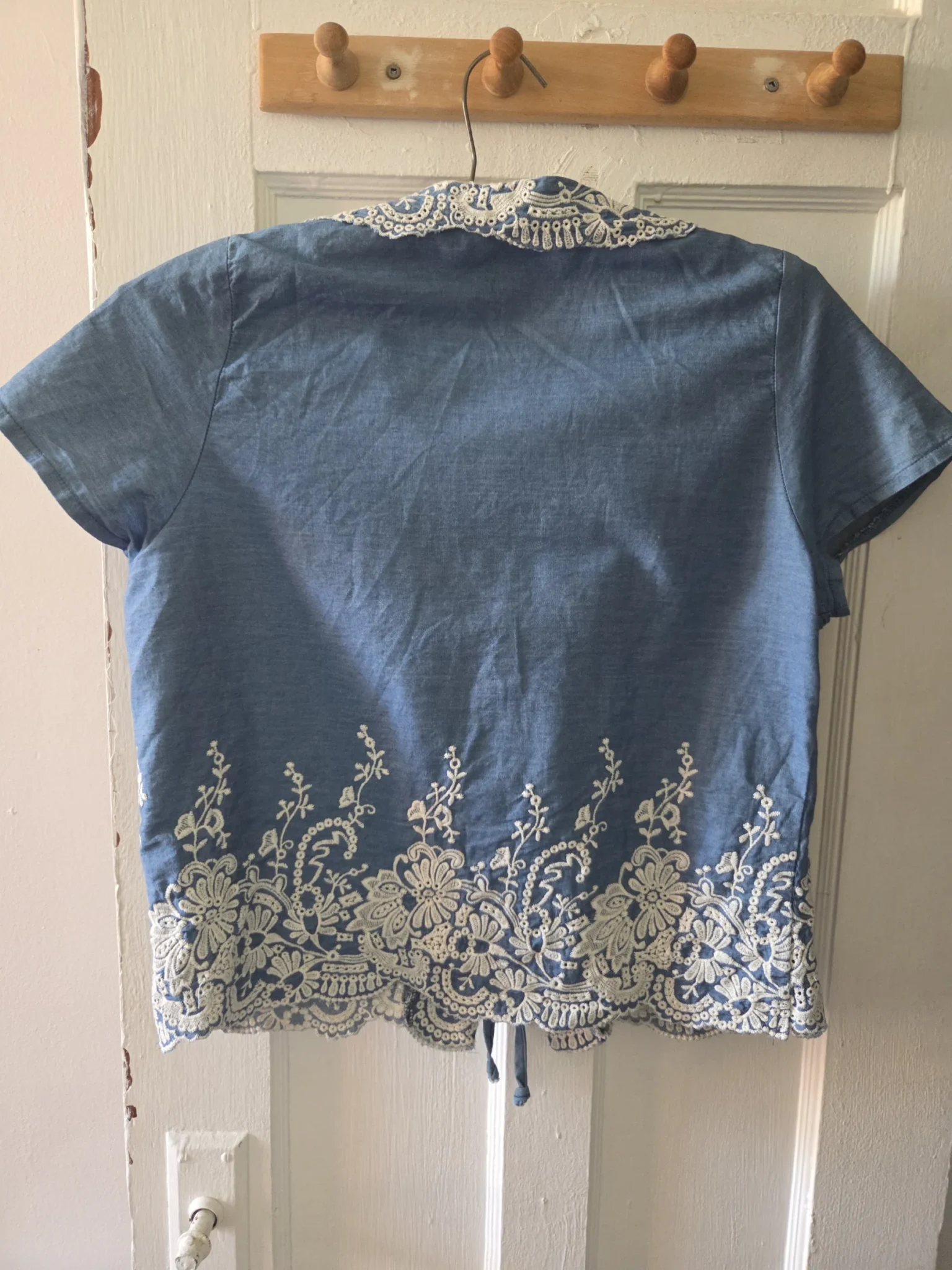 Image for Denim boho drawstring blouse