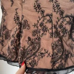 Thumbnail for Mélanie Lyne top with black lace and flesh-coloured lining, size M