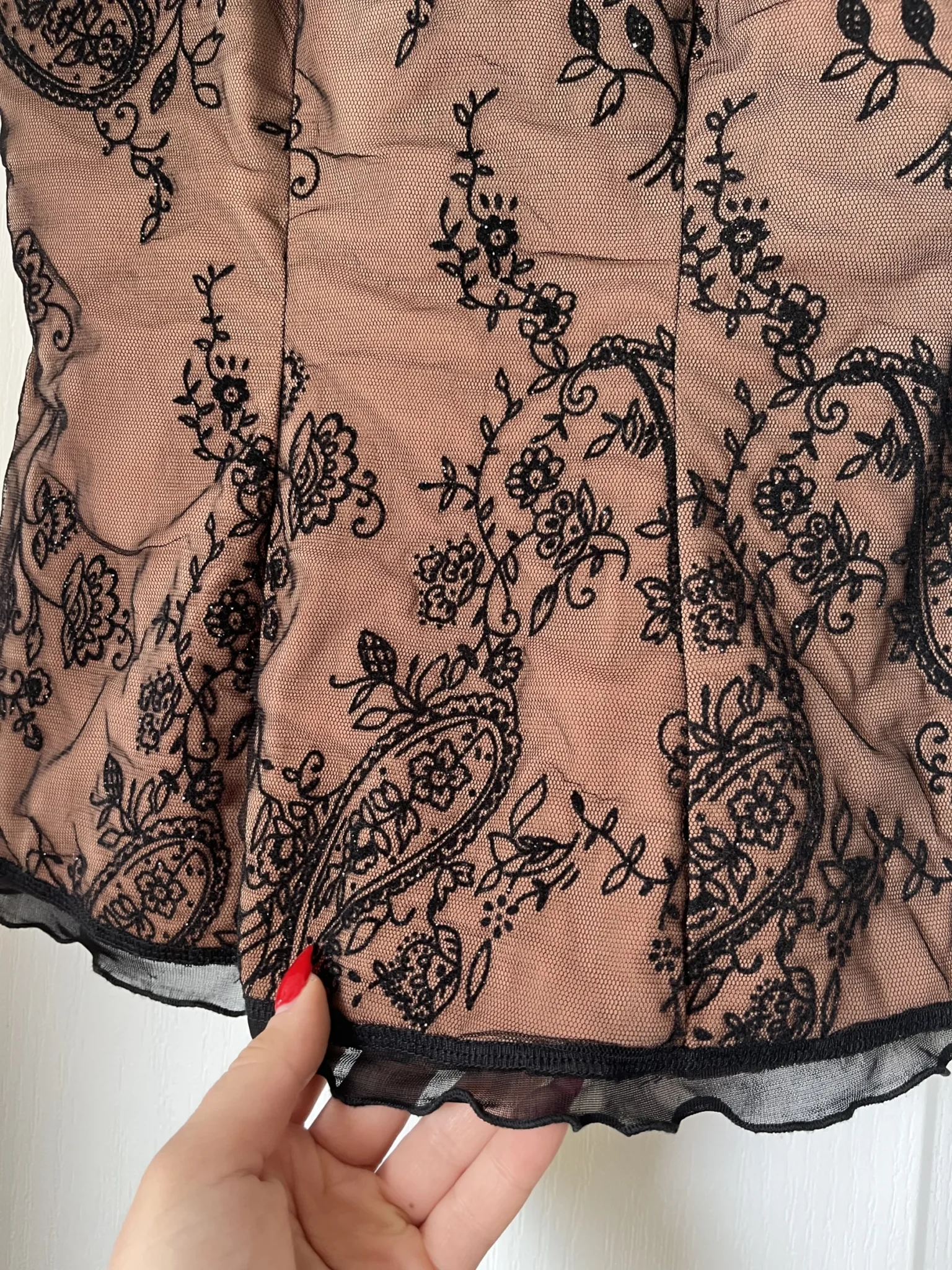 Image for Mélanie Lyne top with black lace and flesh-coloured lining, size M
