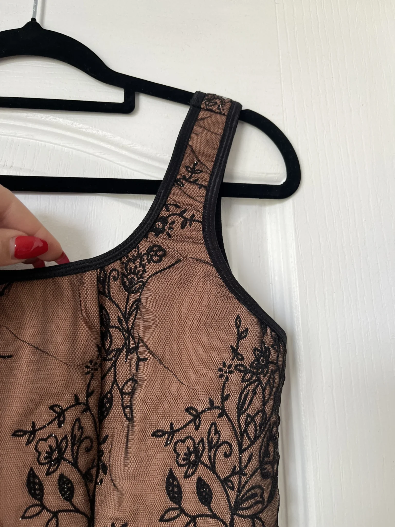 Image for Mélanie Lyne top with black lace and flesh-coloured lining, size M