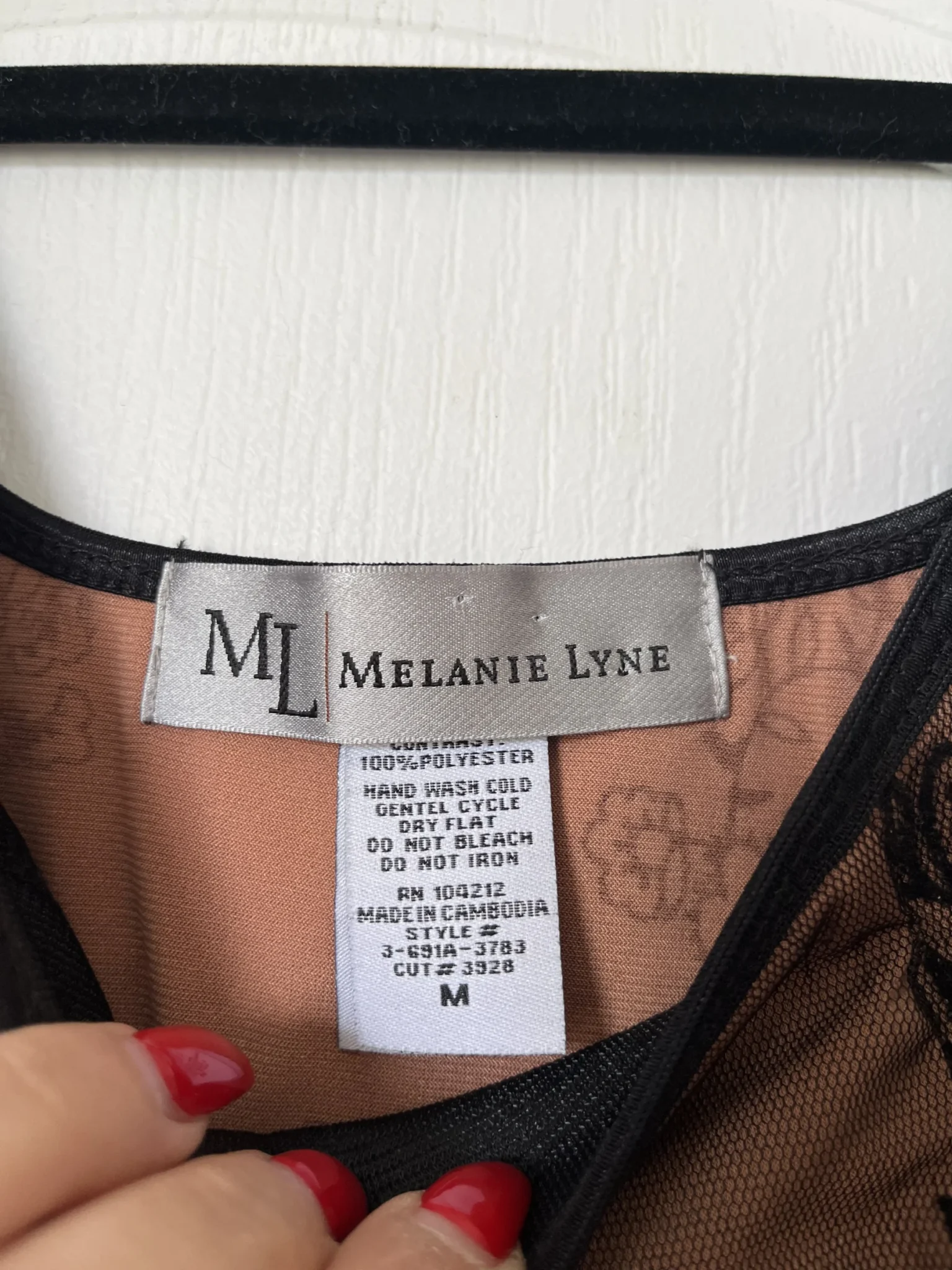 Image for Mélanie Lyne top with black lace and flesh-coloured lining, size M