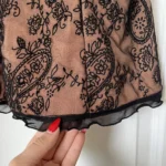 Thumbnail for Mélanie Lyne top with black lace and flesh-coloured lining, size M