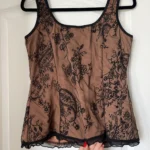 Thumbnail for Mélanie Lyne top with black lace and flesh-coloured lining, size M