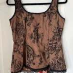 Thumbnail for Mélanie Lyne top with black lace and flesh-coloured lining, size M