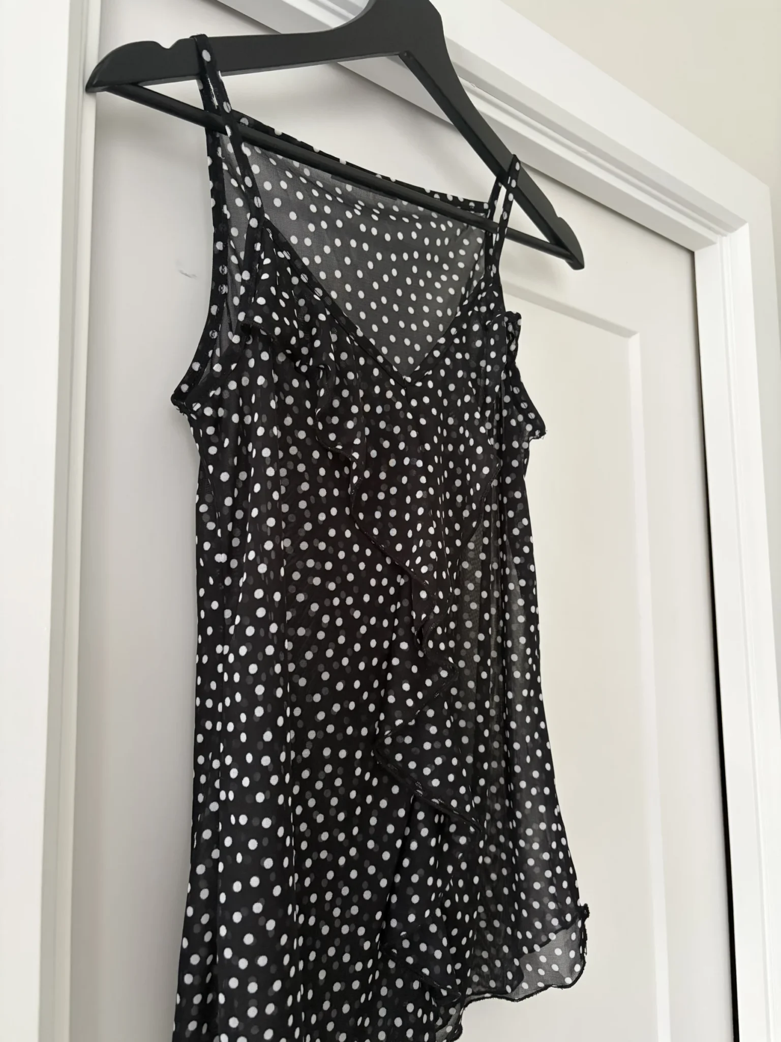 Image for Black camisole with sheer polka dots