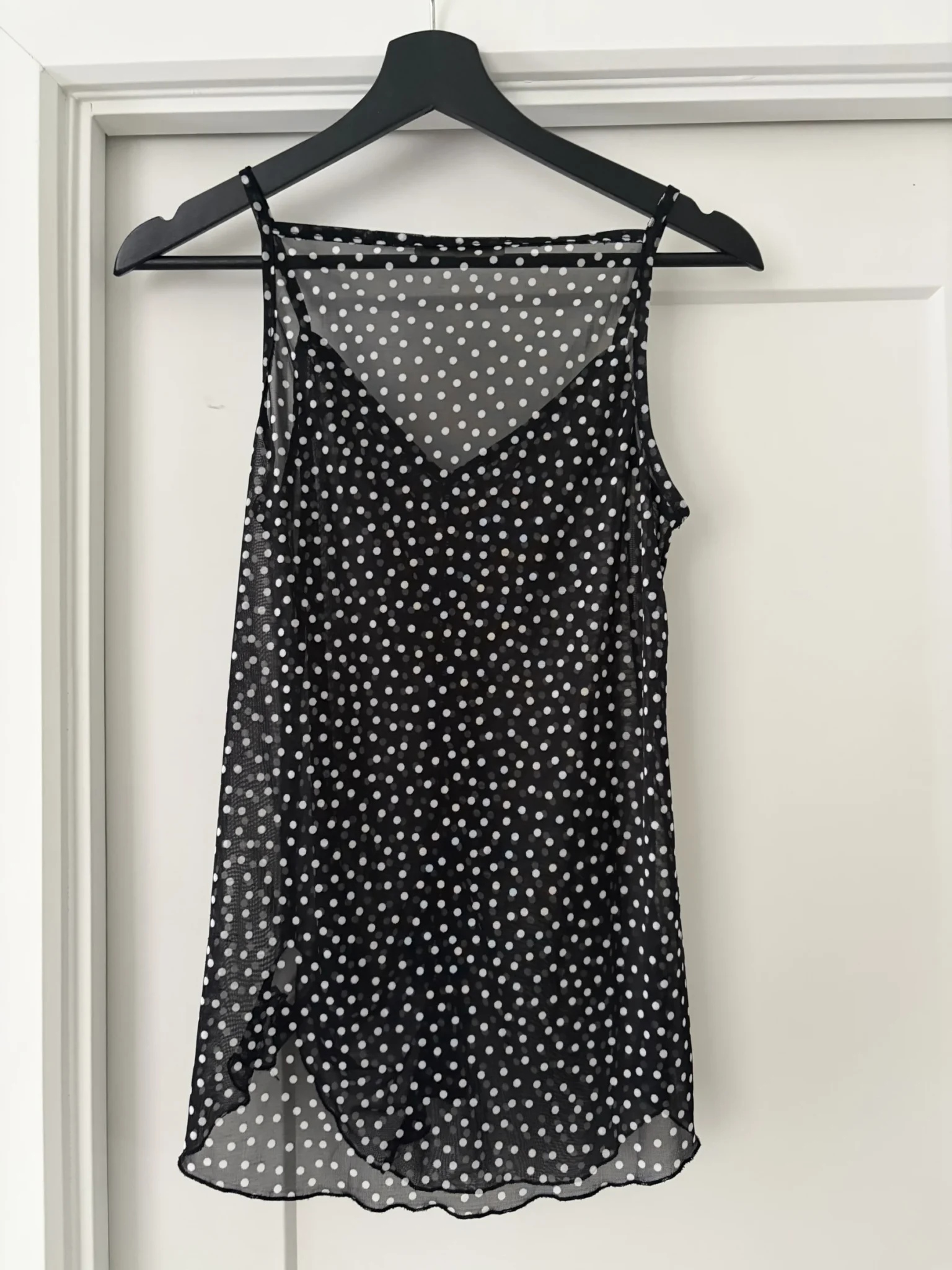 Image for Black camisole with sheer polka dots