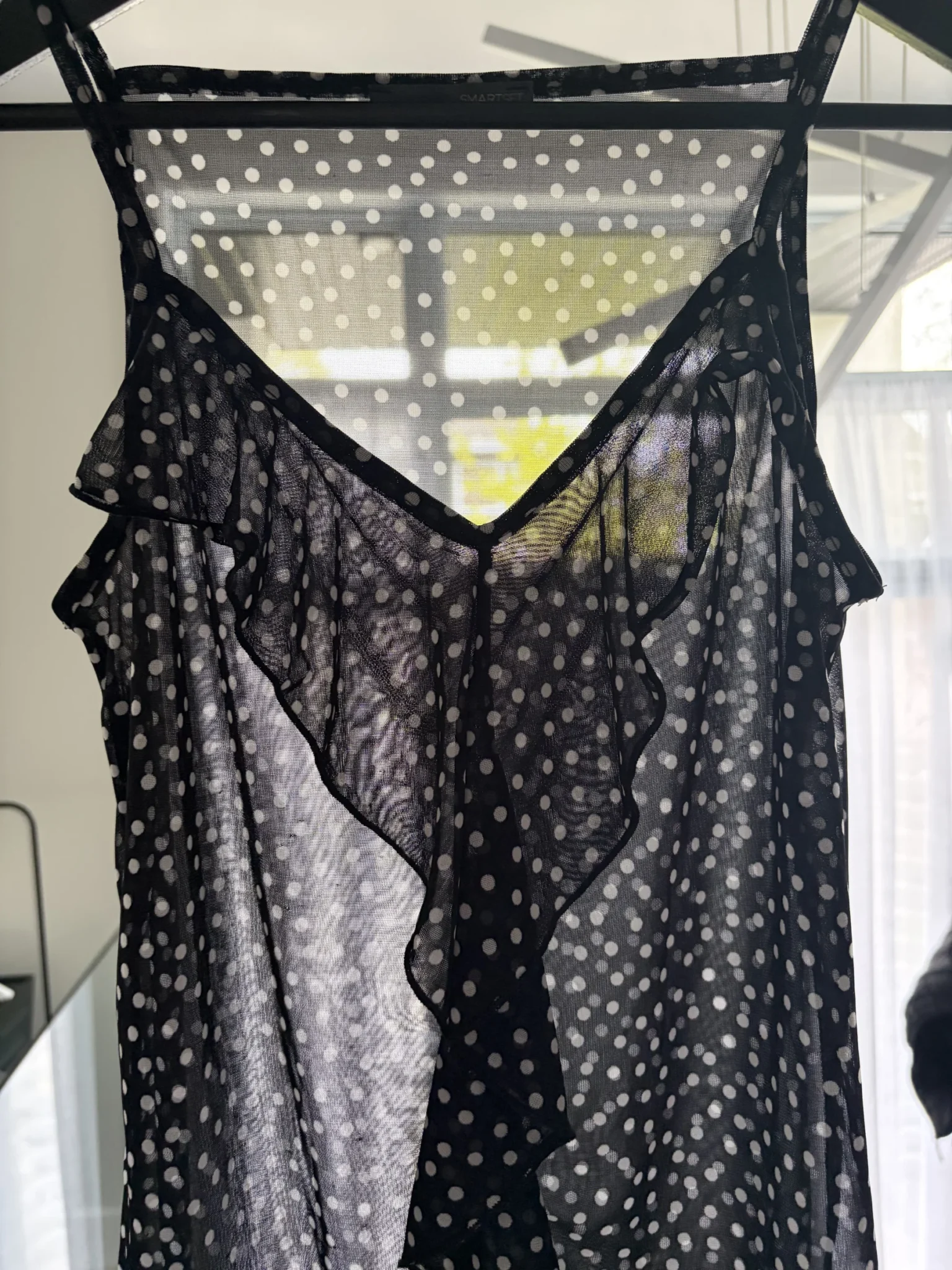 Image for Black camisole with sheer polka dots