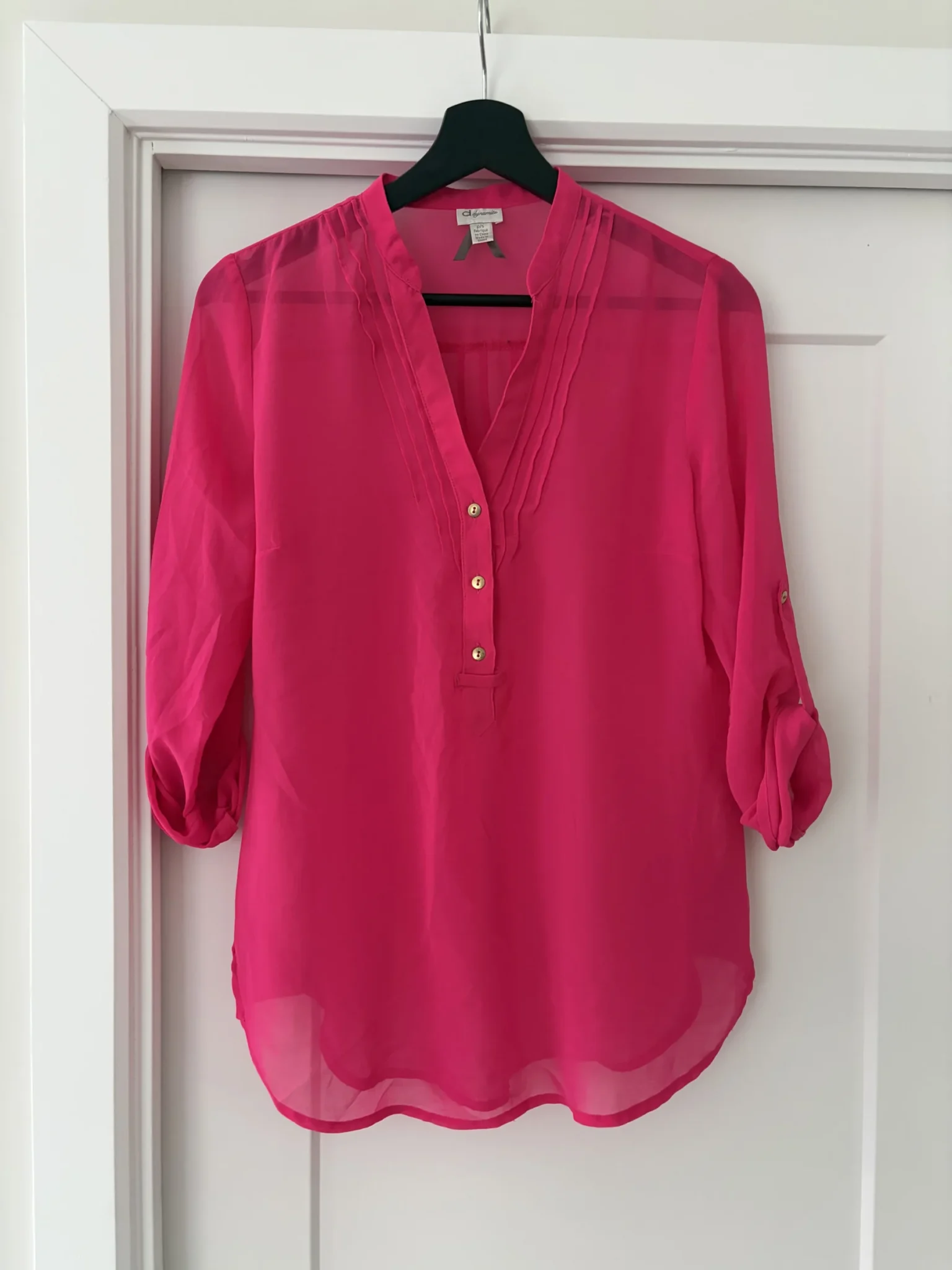 Featured image for Bright pink sheer blouse