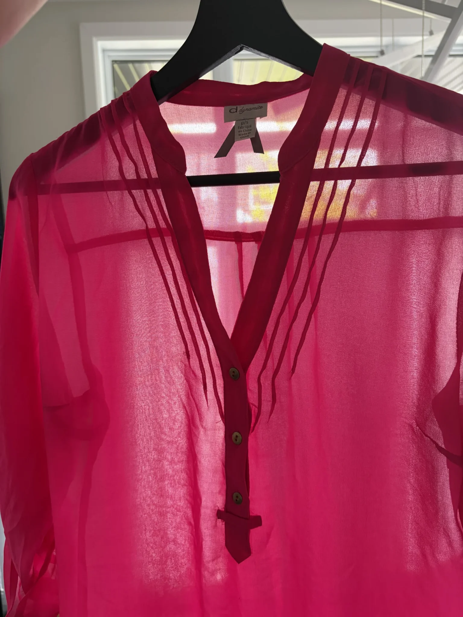 Image for Bright pink sheer blouse
