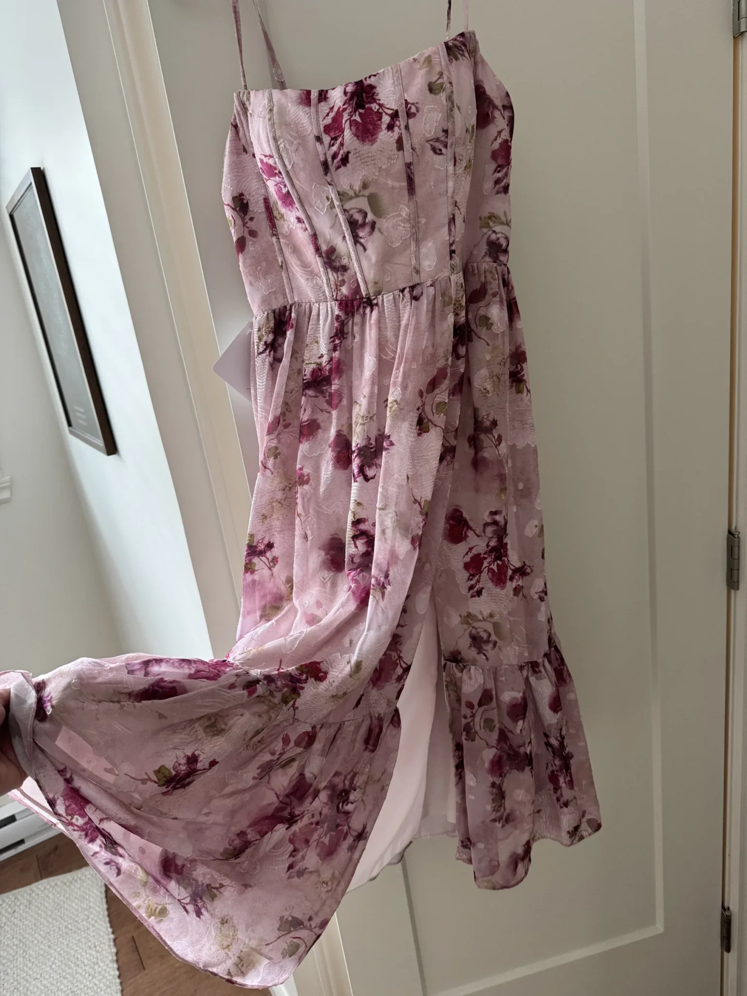 Image for New floral pink midi-length dress (Azazie)