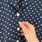 Thumbnail for Vintage navy blue short jumpsuit with white polka dots