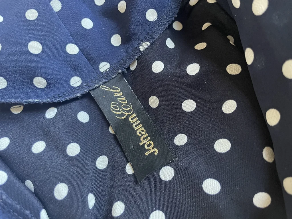 Image for Vintage navy blue short jumpsuit with white polka dots