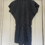 Thumbnail for Vintage navy blue short jumpsuit with white polka dots
