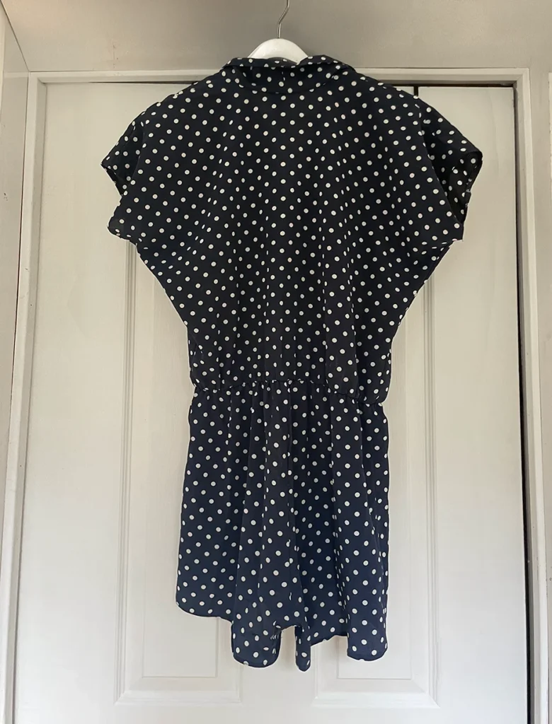 Image for Vintage navy blue short jumpsuit with white polka dots