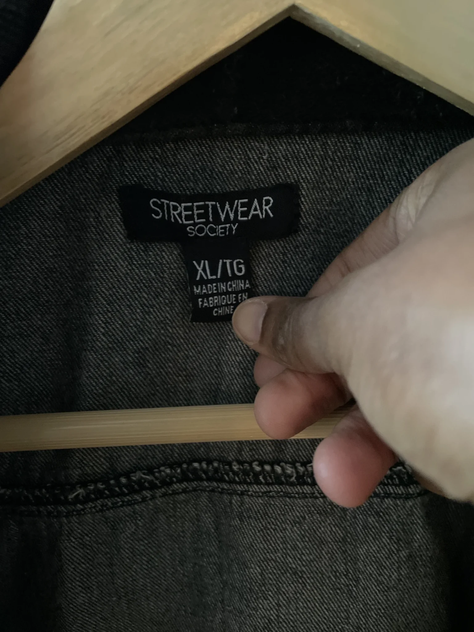 Image for Veste en jean noire à capuche de marque Streetwear Society
