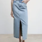 Featured thumbnail for Jupe en denim fendue Mango — taille S