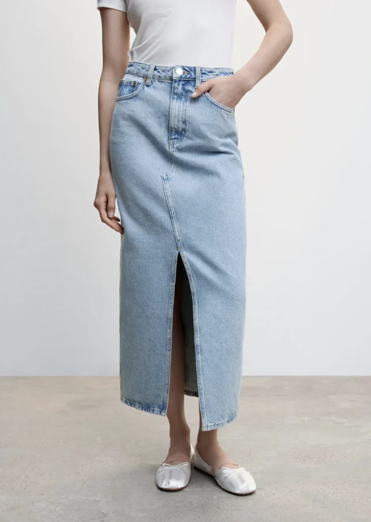 Featured image for Jupe en denim fendue Mango — taille S