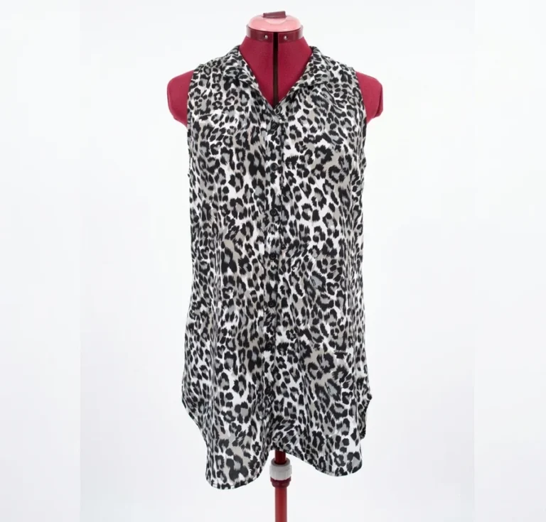 Image for 🐆 NWD Blouse Tunique Sans Manches à Imprimé Léopard (Taille S)