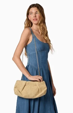 Image for Sac pochette/bandoulière en raphia "Capittana"