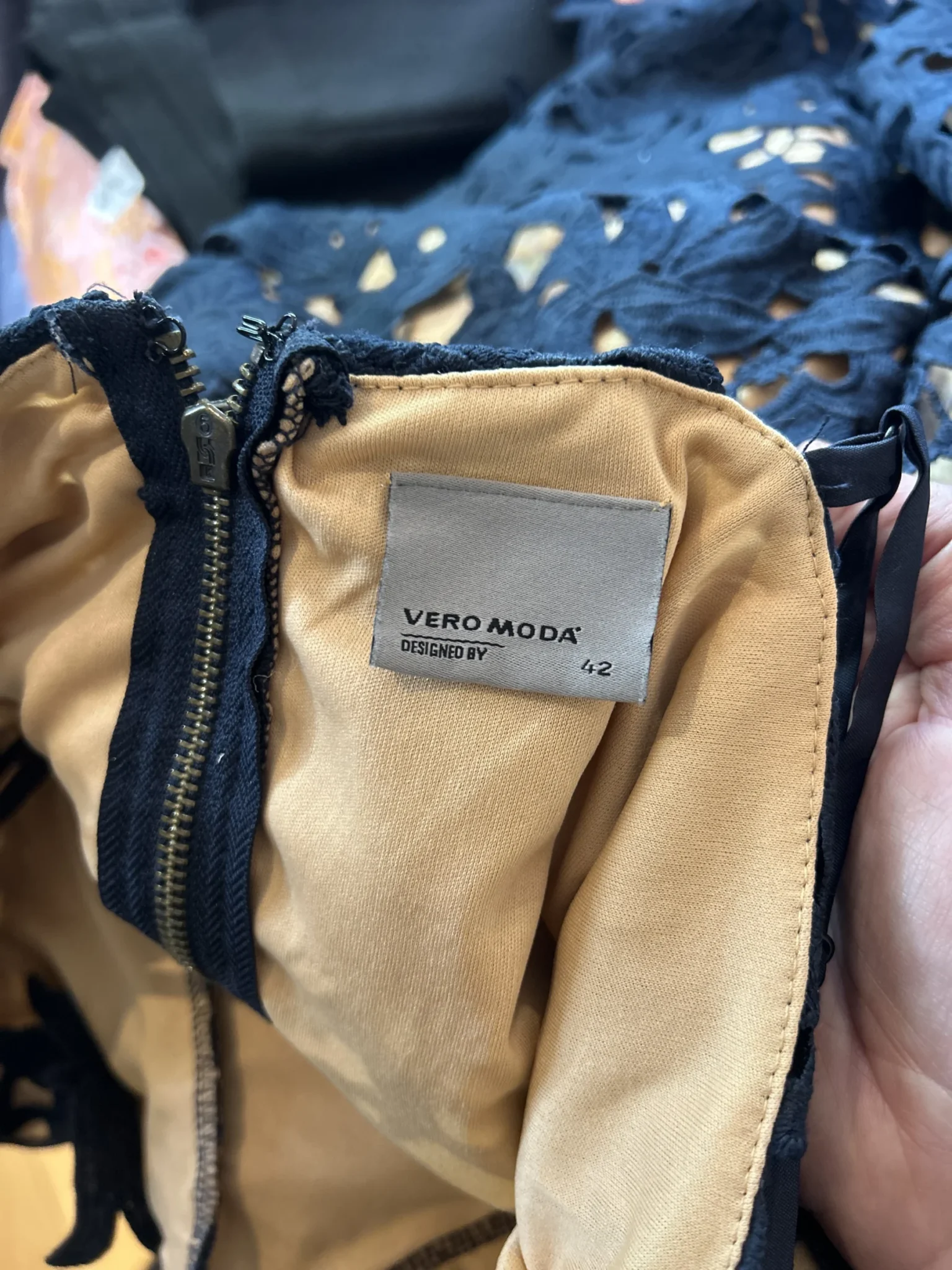 Image for Robe bleue marine et beige Véronique Moda
