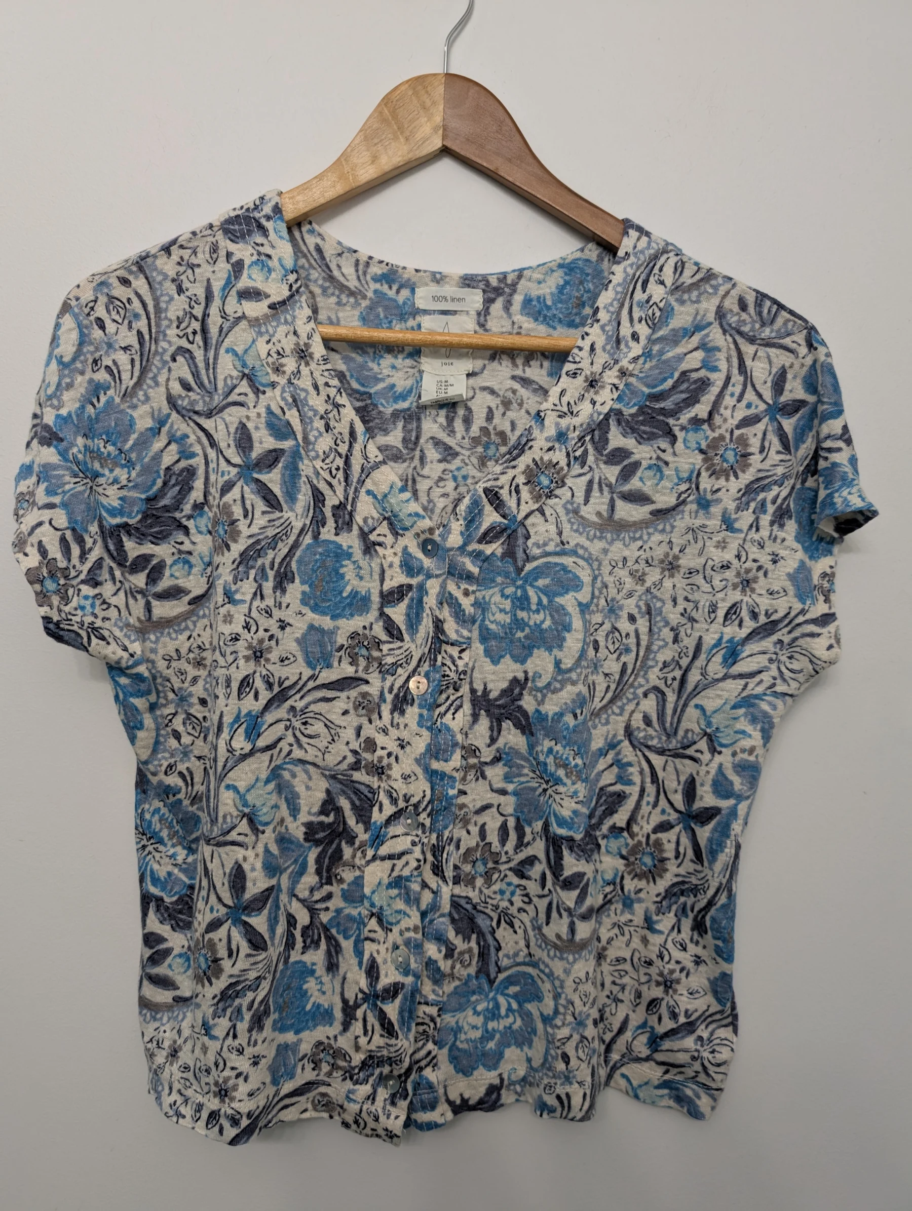 100% linen floral blouse by Joie Joie seconde main