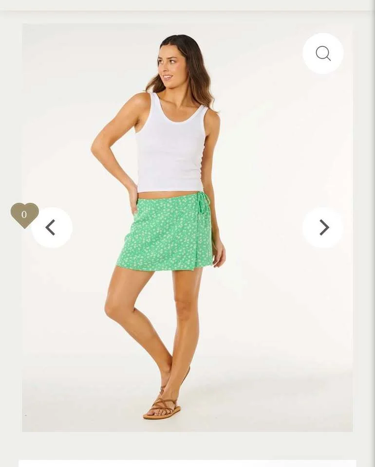 Jupe short verte à fleurs Ripcurl seconde main